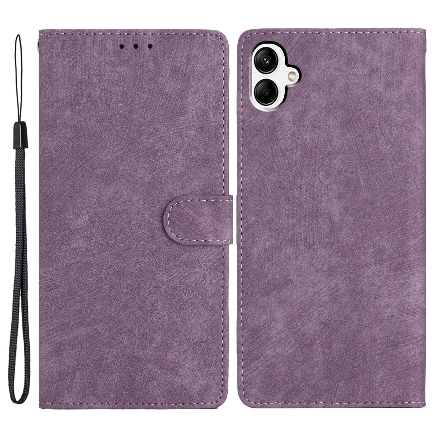 For Samsung Galaxy A06 Case with Card Clots Skin-touch PU Leather Phone Cover Stand - Purple