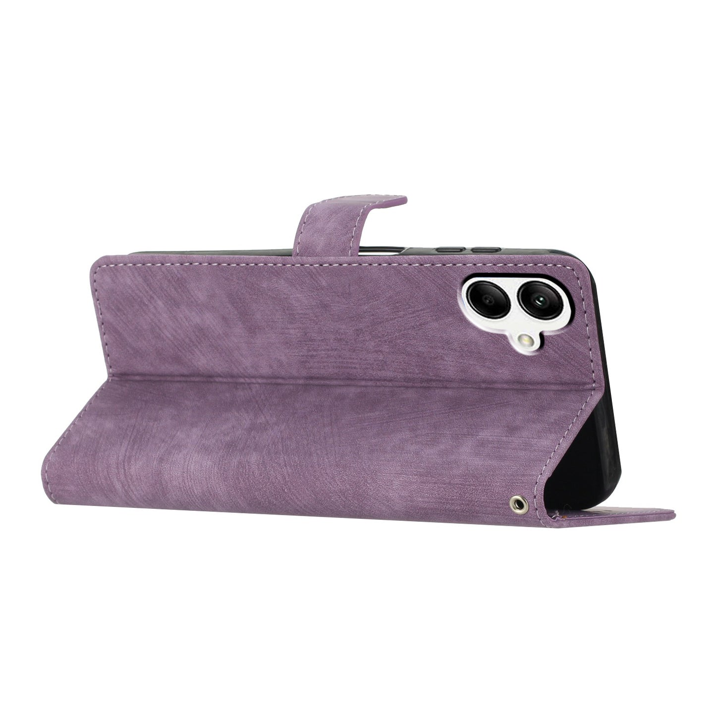 For Samsung Galaxy A06 Case with Card Clots Skin-touch PU Leather Phone Cover Stand - Purple