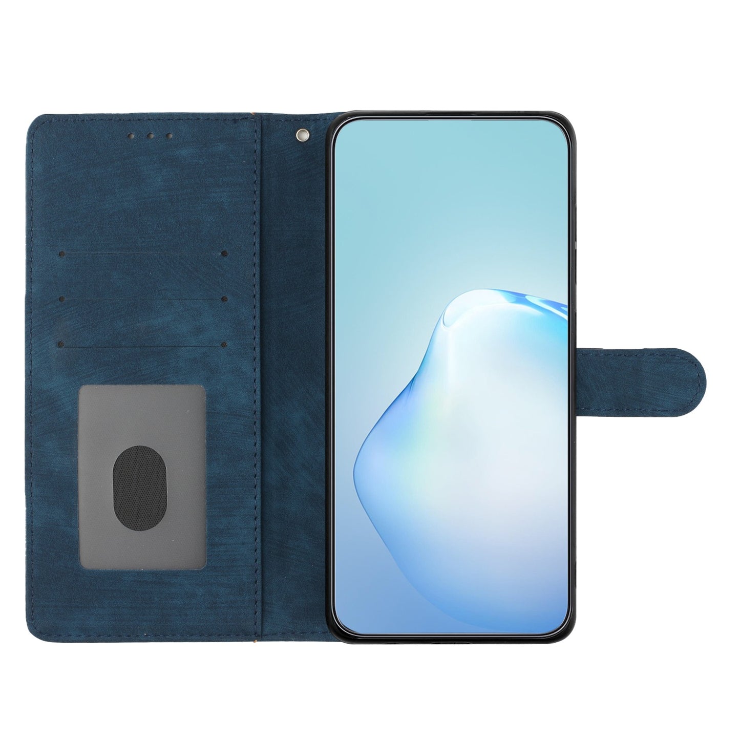 For Samsung Galaxy A06 Case with Card Clots Skin-touch PU Leather Phone Cover Stand - Blue