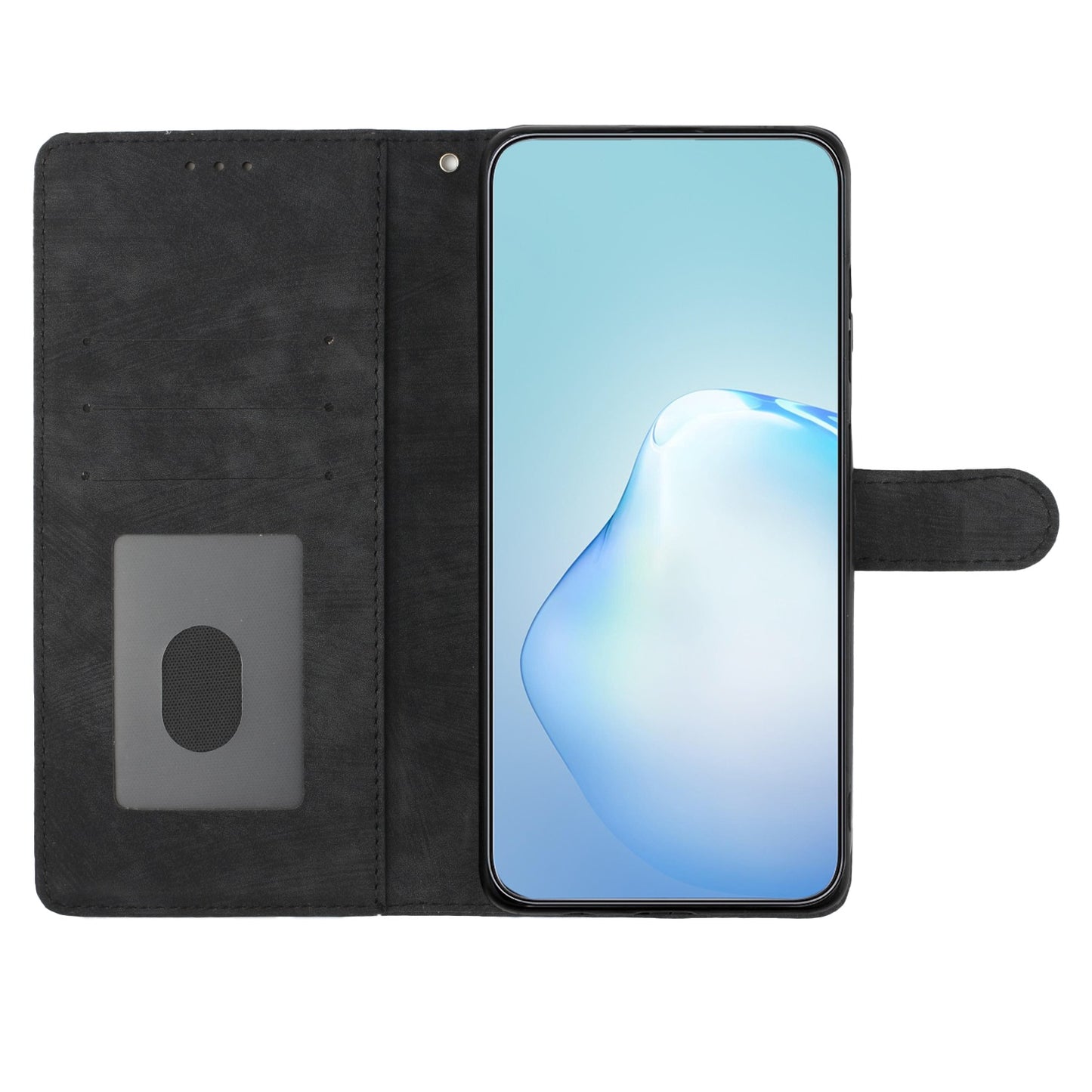 For Samsung Galaxy A06 Case with Card Clots Skin-touch PU Leather Phone Cover Stand - Black