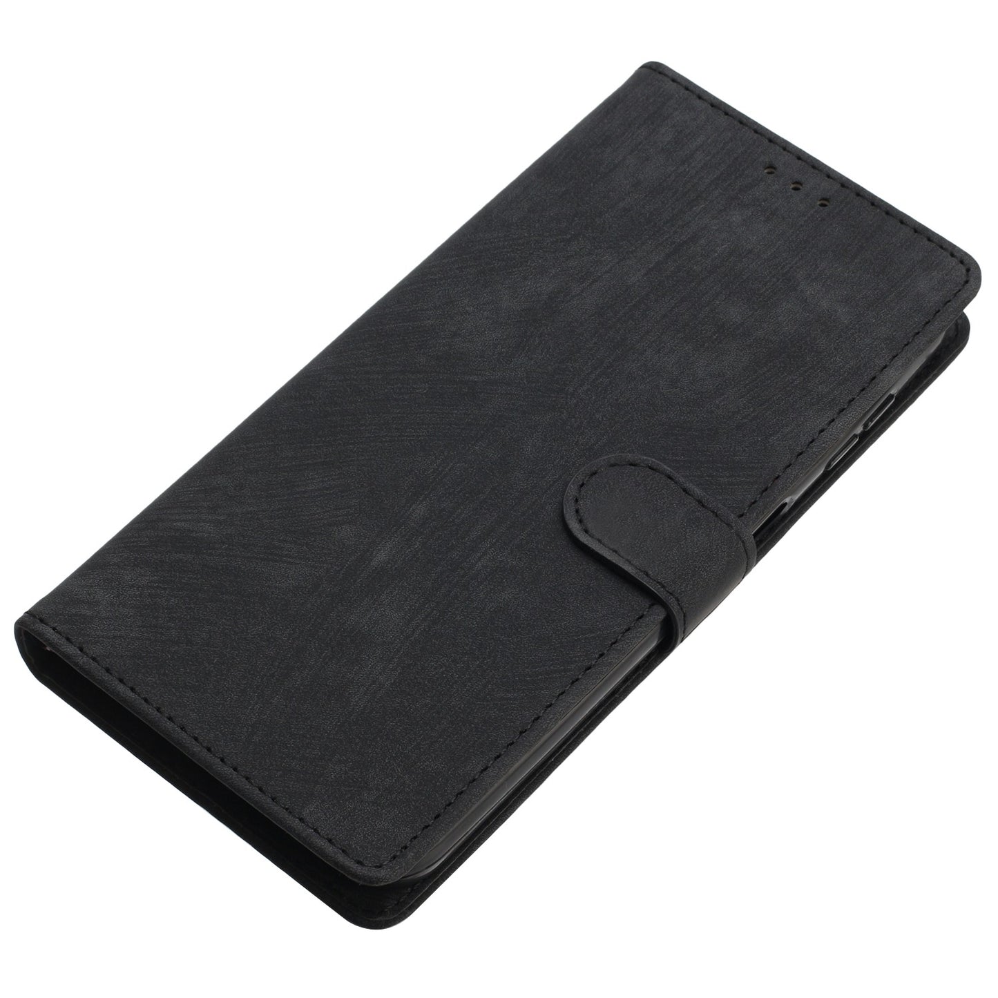For Samsung Galaxy A06 Case with Card Clots Skin-touch PU Leather Phone Cover Stand - Black