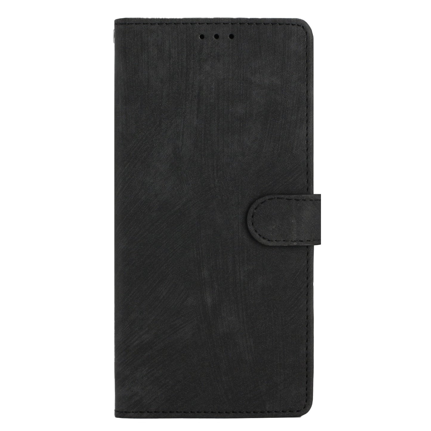 For Samsung Galaxy A06 Case with Card Clots Skin-touch PU Leather Phone Cover Stand - Black