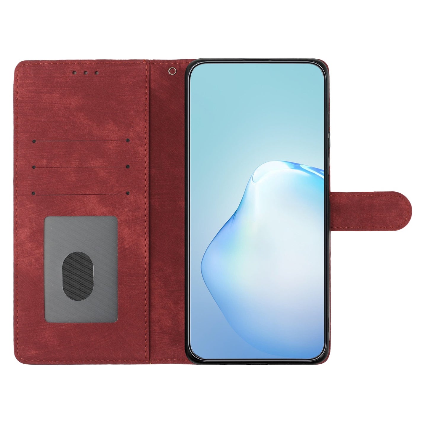 For Samsung Galaxy A06 Case with Card Clots Skin-touch PU Leather Phone Cover Stand - Red