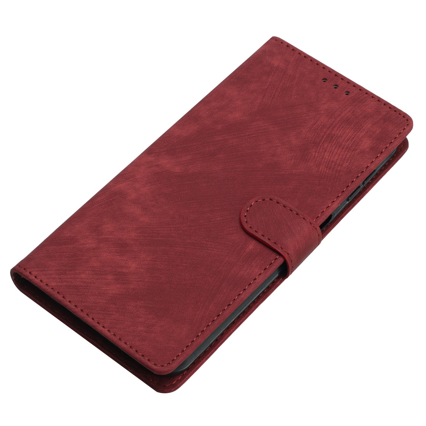 For Samsung Galaxy A06 Case with Card Clots Skin-touch PU Leather Phone Cover Stand - Red