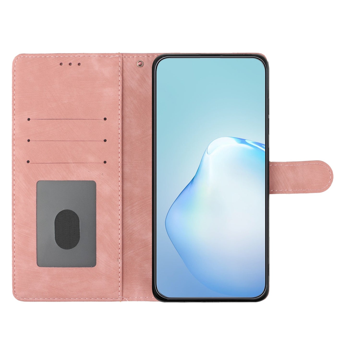 For Samsung Galaxy A06 Case with Card Clots Skin-touch PU Leather Phone Cover Stand - Rose Gold