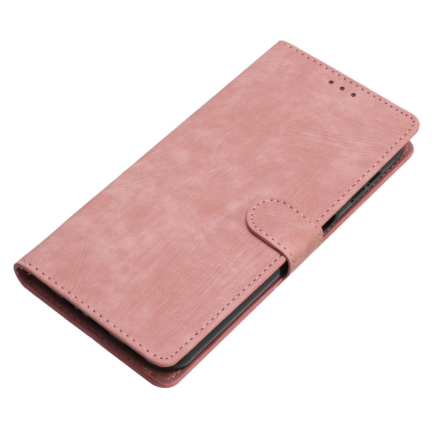 For Samsung Galaxy A06 Case with Card Clots Skin-touch PU Leather Phone Cover Stand - Rose Gold