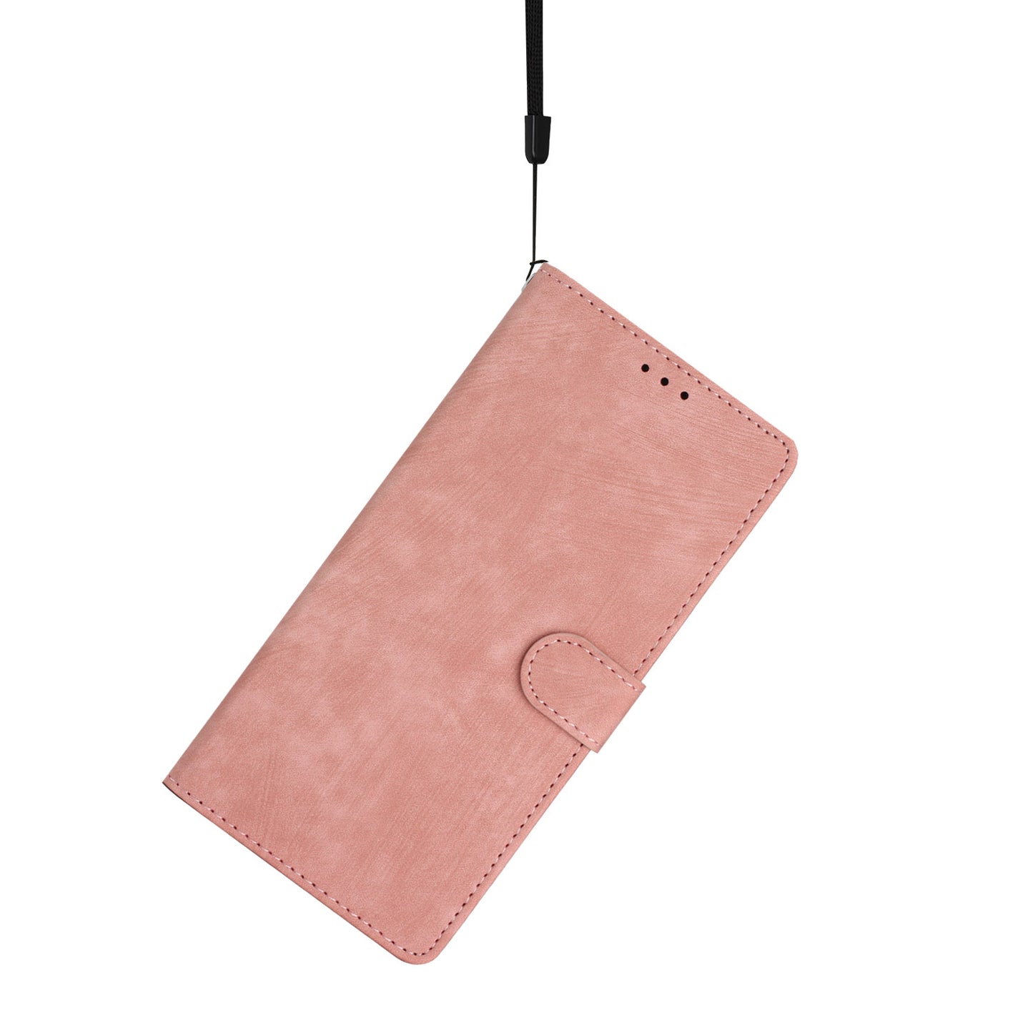 For Samsung Galaxy A06 Case with Card Clots Skin-touch PU Leather Phone Cover Stand - Rose Gold