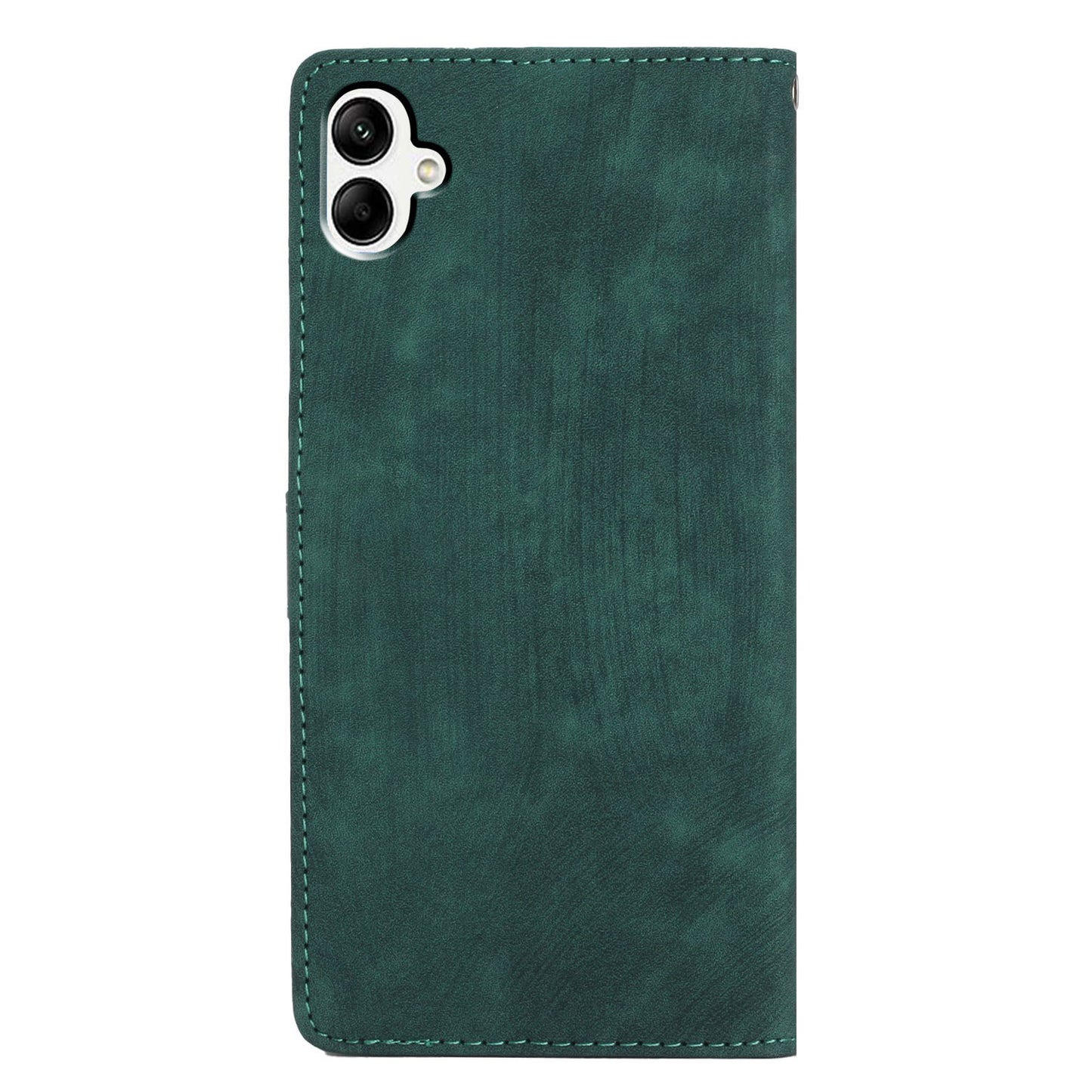 For Samsung Galaxy A06 Case with Card Clots Skin-touch PU Leather Phone Cover Stand - Green