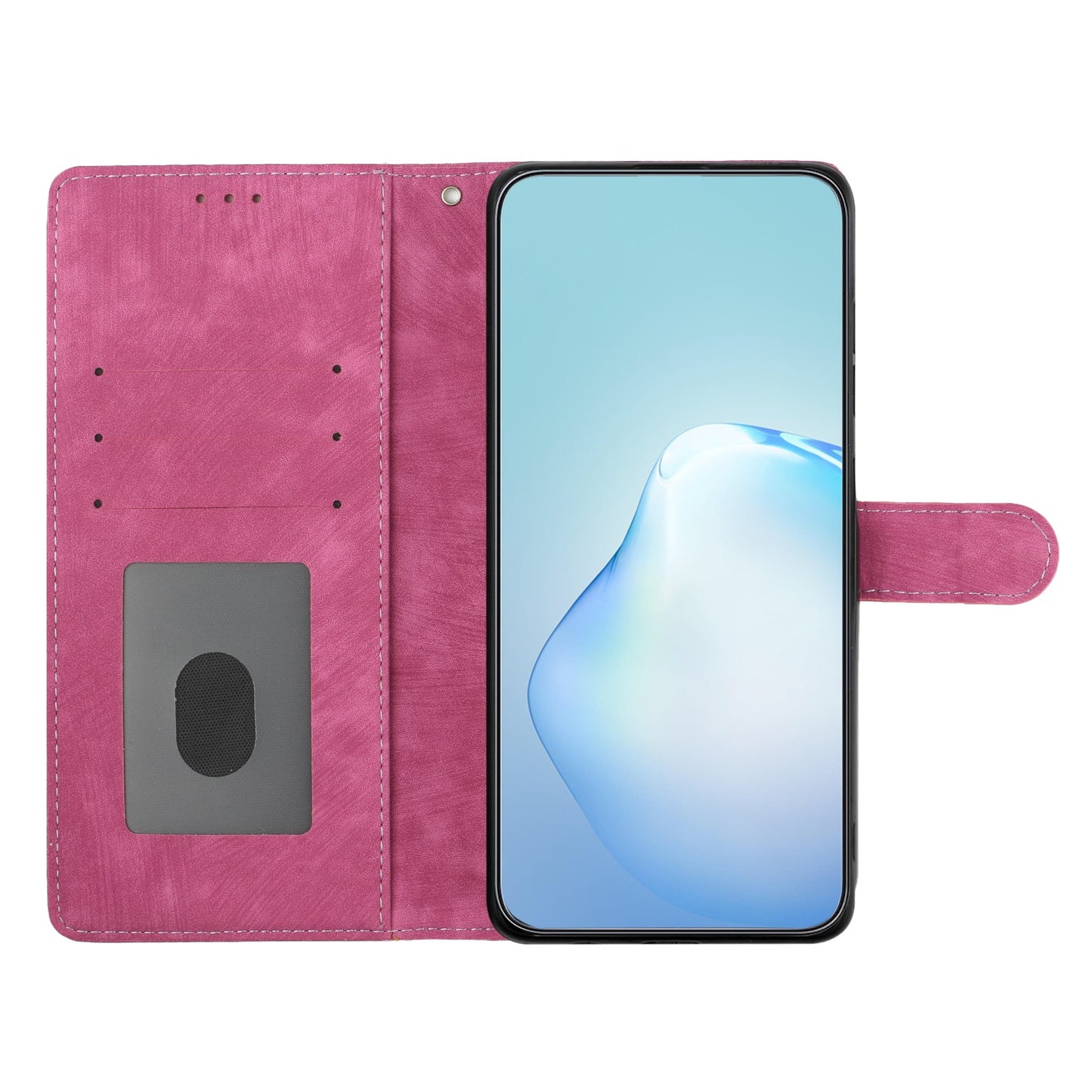 For Samsung Galaxy A06 Case with Card Clots Skin-touch PU Leather Phone Cover Stand - Rose