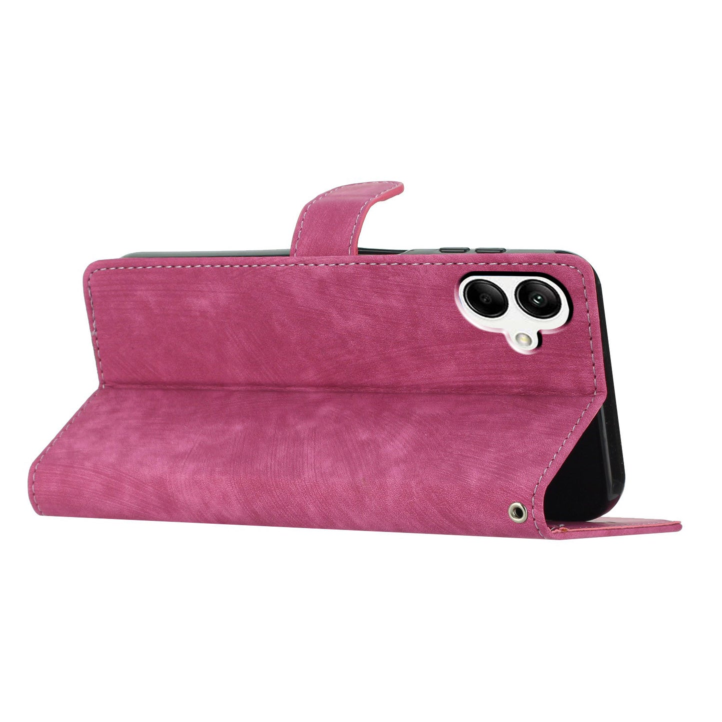 For Samsung Galaxy A06 Case with Card Clots Skin-touch PU Leather Phone Cover Stand - Rose