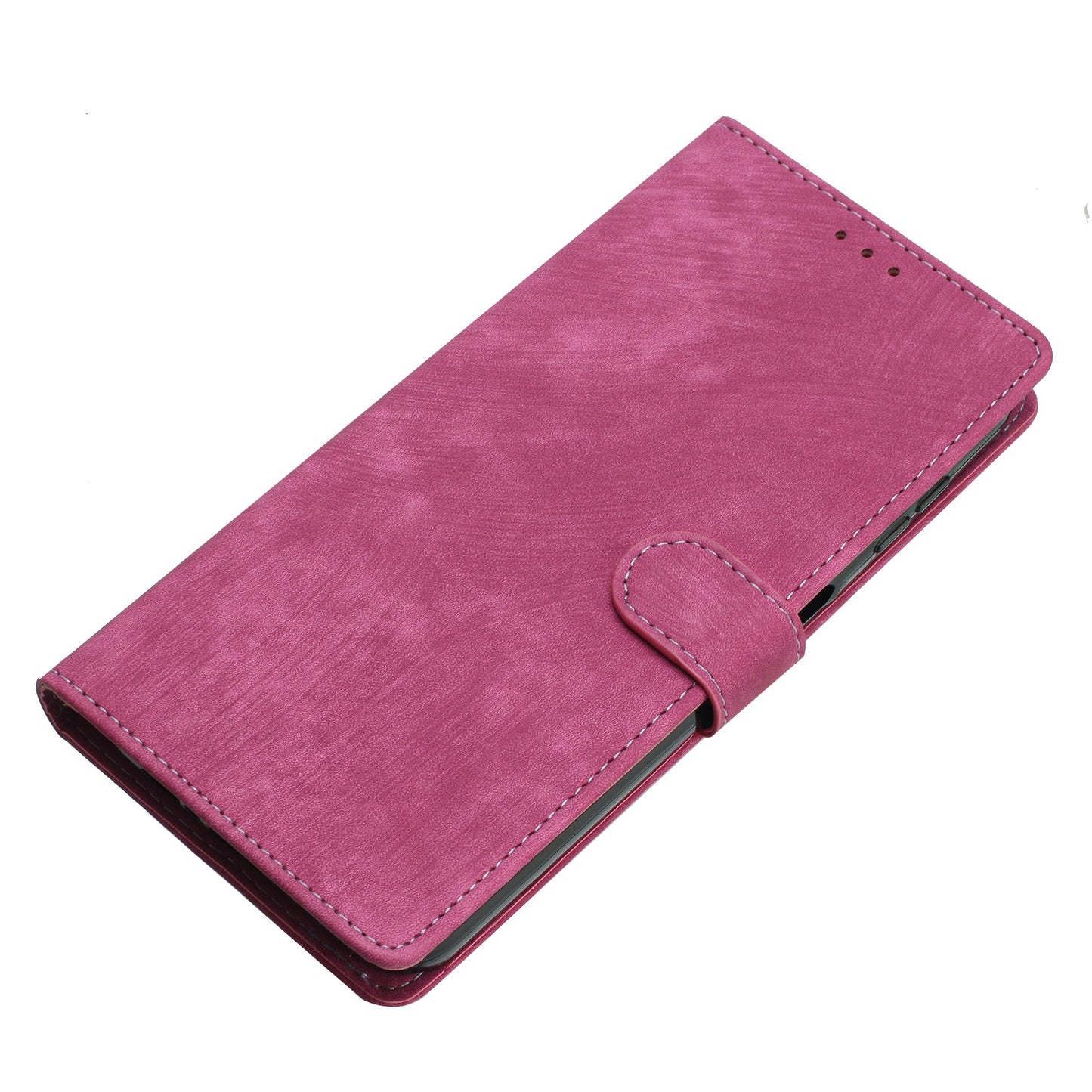 For Samsung Galaxy A06 Case with Card Clots Skin-touch PU Leather Phone Cover Stand - Rose