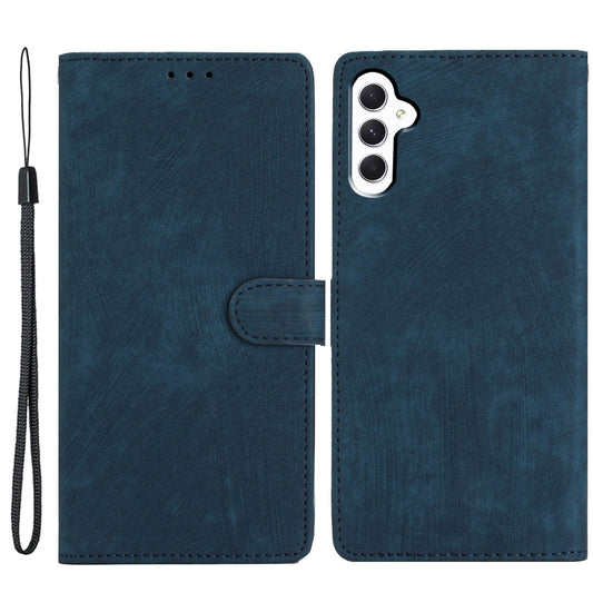 For Samsung Galaxy A16 5G / A16 4G Case with Card Clots Skin-Touch PU Leather Phone Cover Stand - Blue