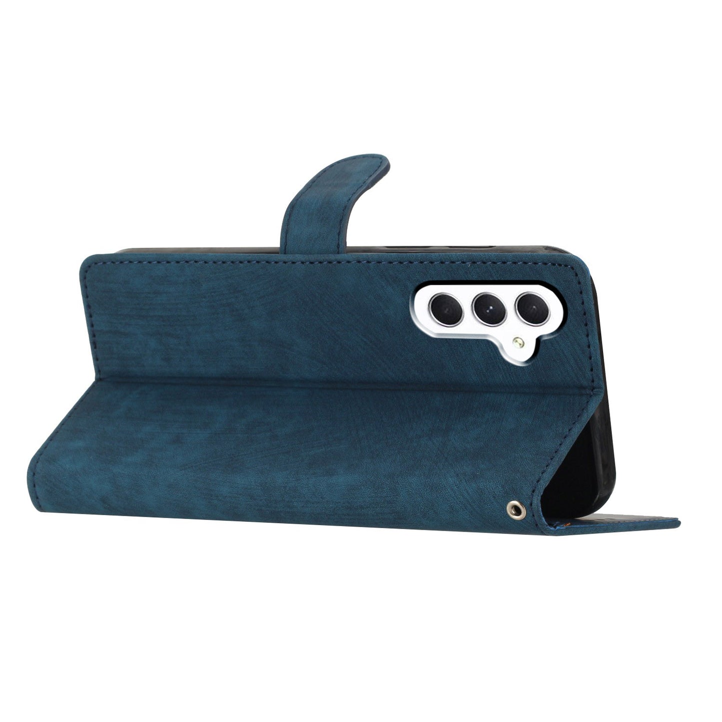 For Samsung Galaxy A16 5G / A16 4G Case with Card Clots Skin-Touch PU Leather Phone Cover Stand - Blue