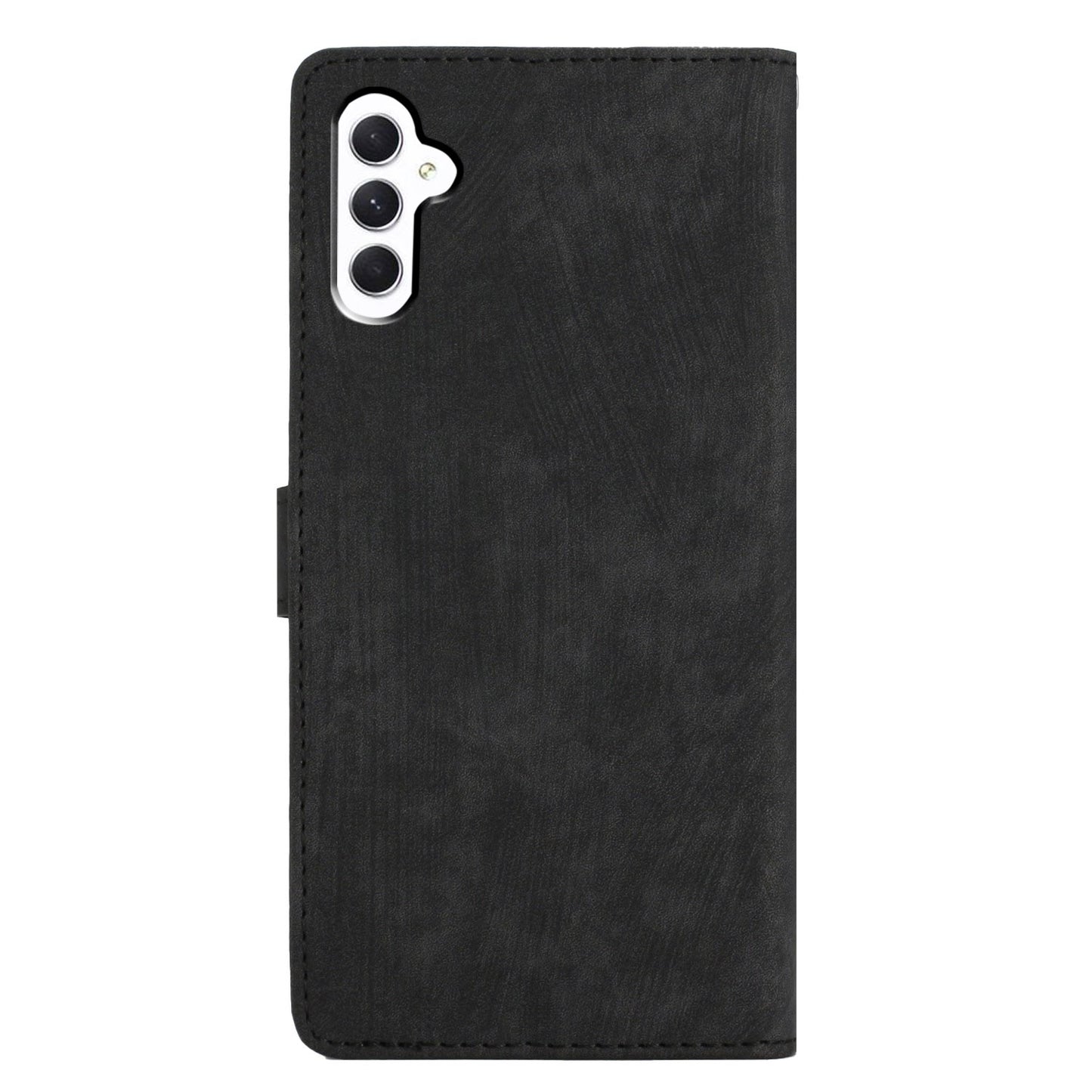 For Samsung Galaxy A16 5G / A16 4G Case with Card Clots Skin-Touch PU Leather Phone Cover Stand - Black