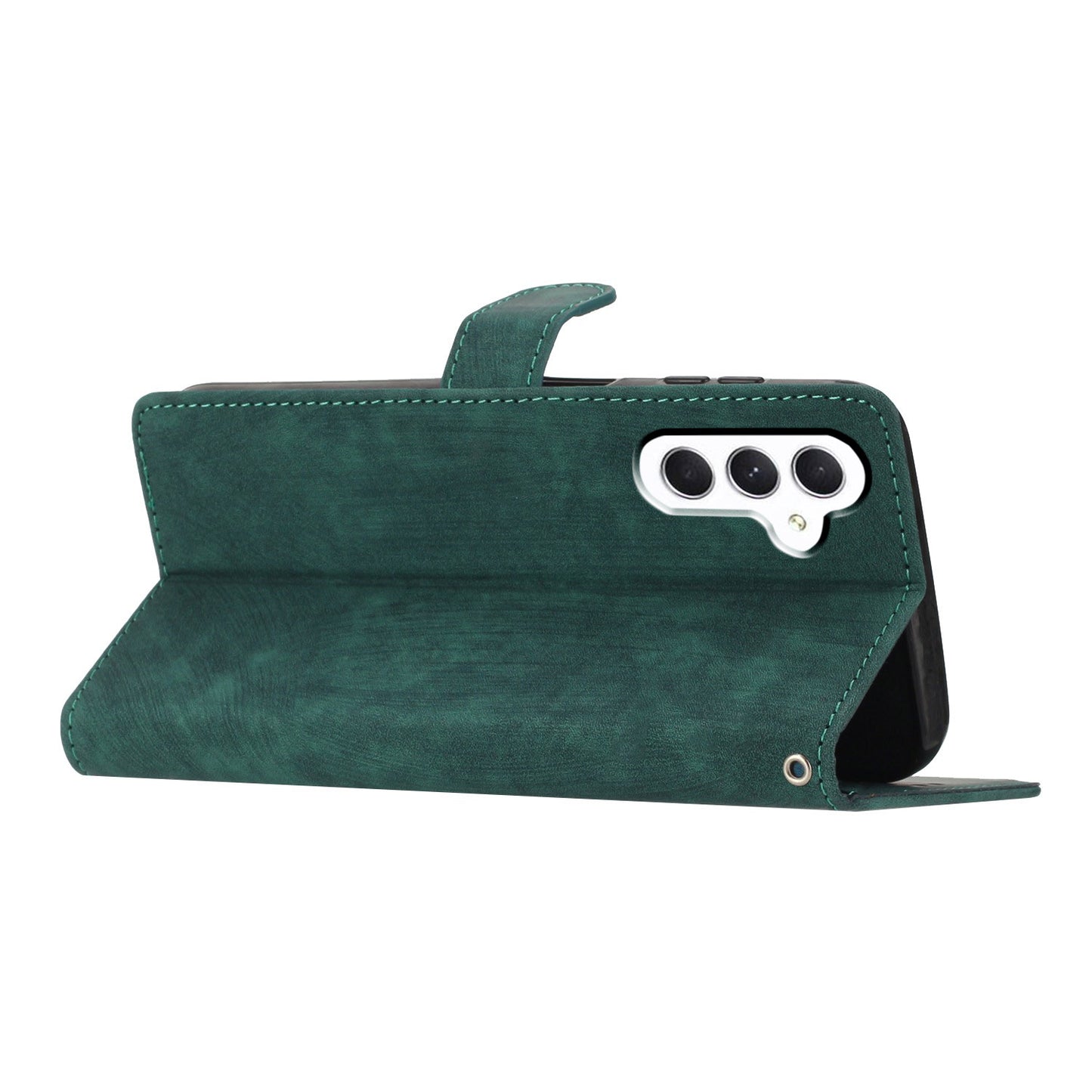 For Samsung Galaxy A16 5G / A16 4G Case with Card Clots Skin-Touch PU Leather Phone Cover Stand - Green