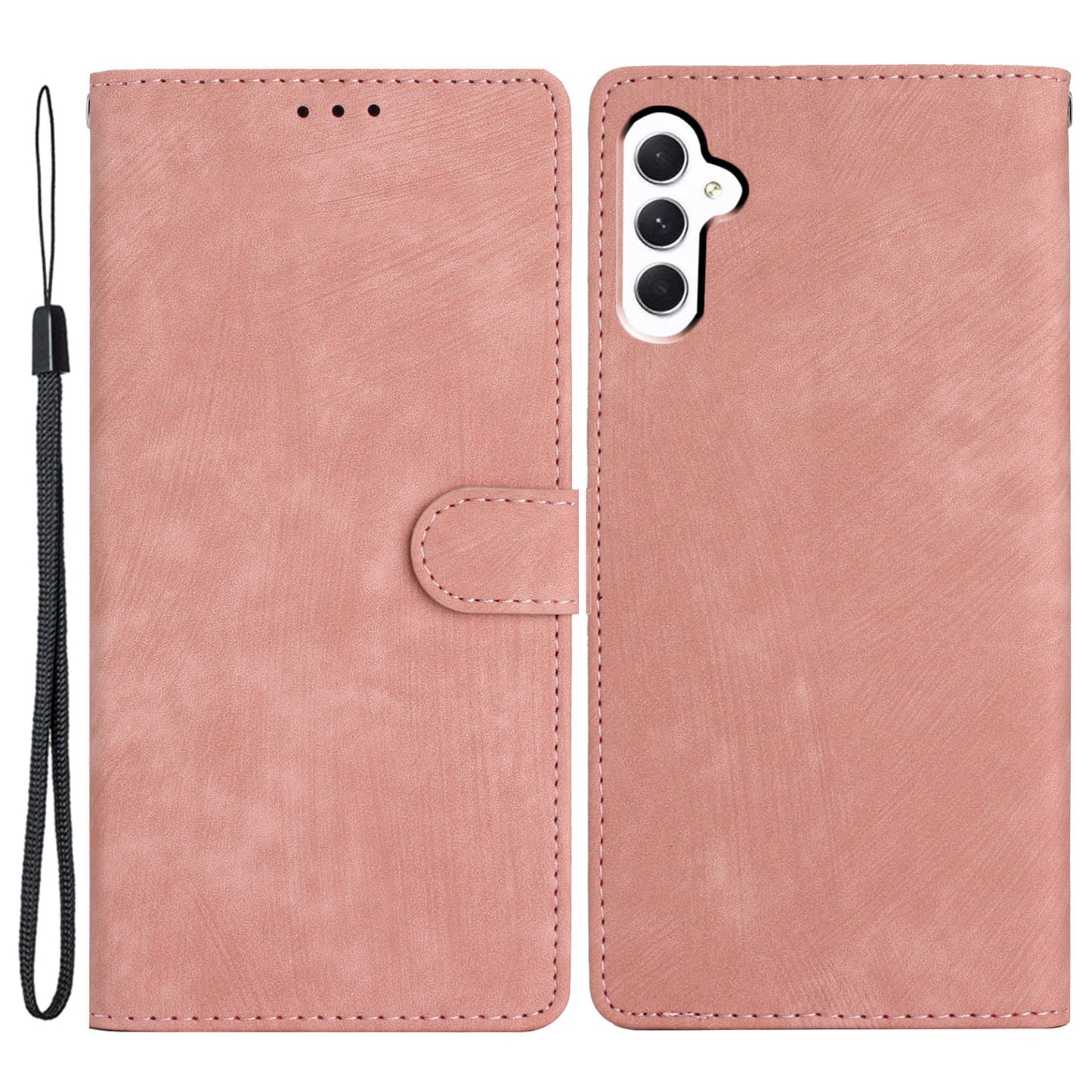 For Samsung Galaxy A16 5G / A16 4G Case with Card Clots Skin-Touch PU Leather Phone Cover Stand - Rose Gold