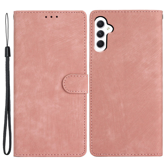 For Samsung Galaxy A16 5G / A16 4G Case with Card Clots Skin-Touch PU Leather Phone Cover Stand - Rose Gold