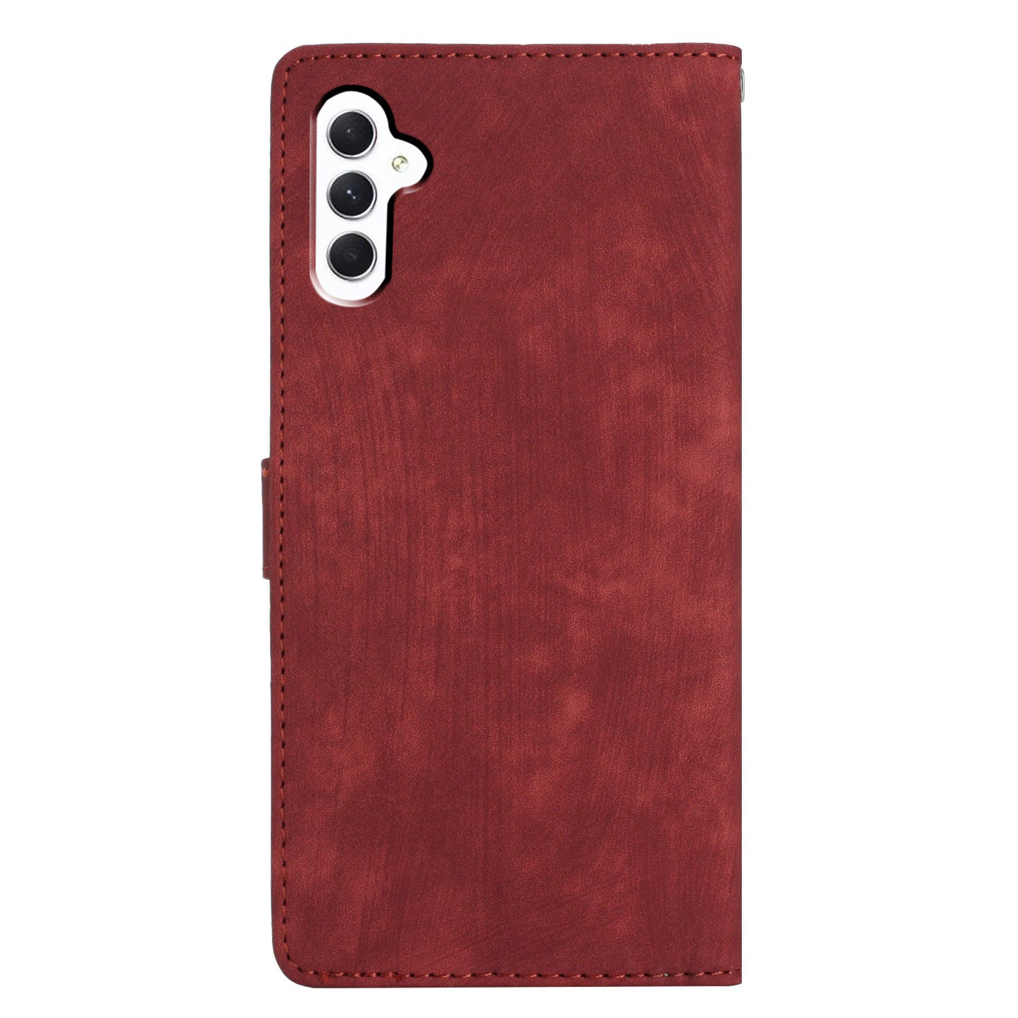 For Samsung Galaxy A16 5G / A16 4G Case with Card Clots Skin-Touch PU Leather Phone Cover Stand - Red