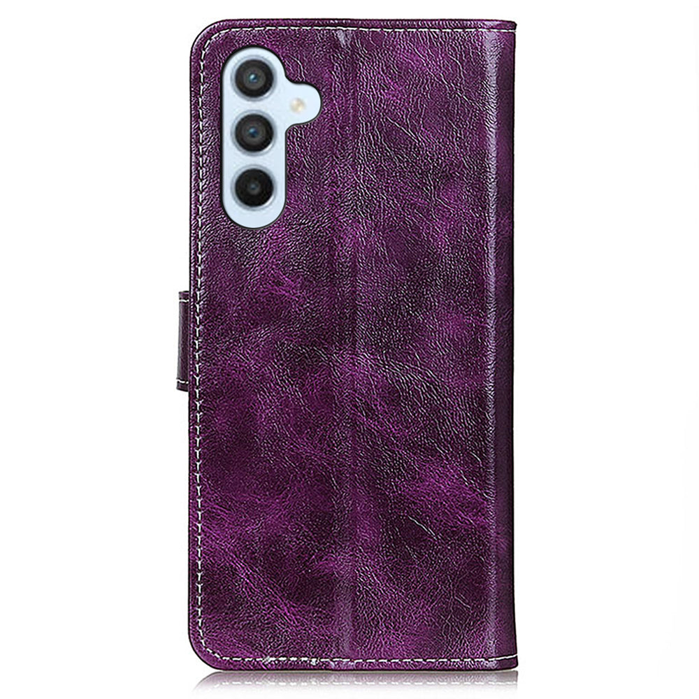 For Samsung Galaxy A16 5G / A16 4G Case Crazy Horse Texture Leather Phone Wallet Cover - Purple