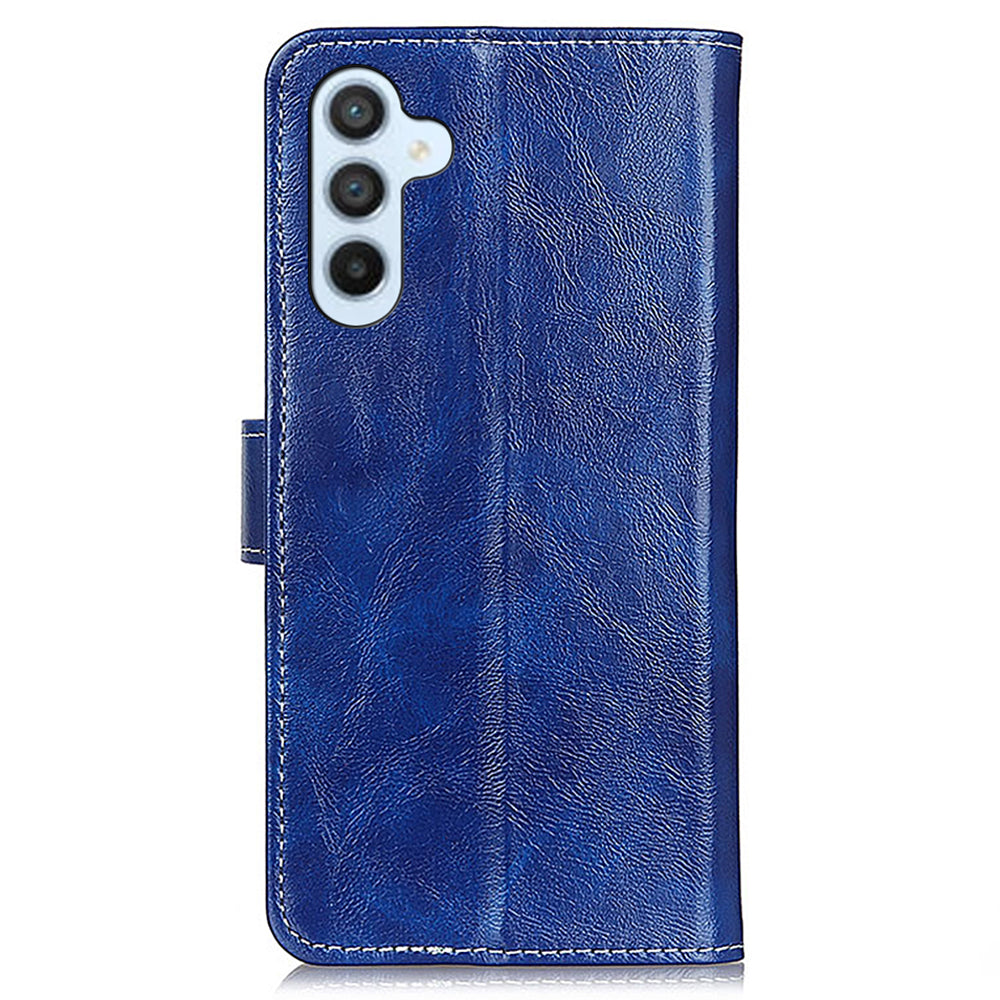 For Samsung Galaxy A16 5G / A16 4G Case Crazy Horse Texture Leather Phone Wallet Cover - Blue