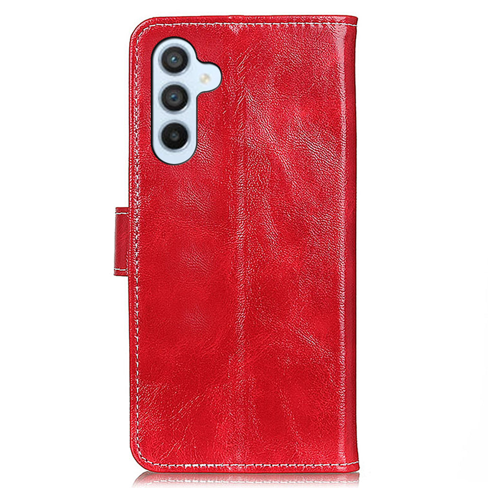 For Samsung Galaxy A16 5G / A16 4G Case Crazy Horse Texture Leather Phone Wallet Cover - Red