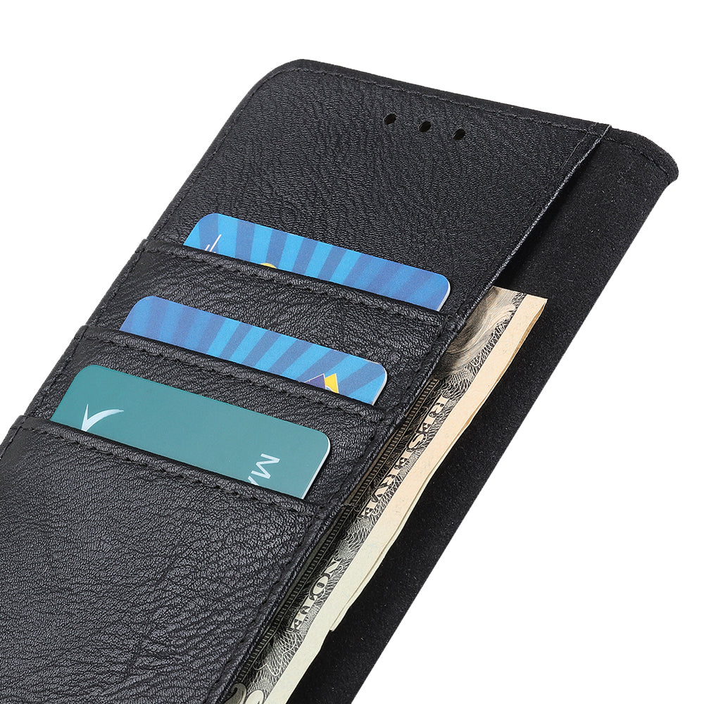 KHAZNEH For Samsung Galaxy A16 5G / A16 4G Wallet Case Cowhide Texture Leather Flip Phone Cover - Black