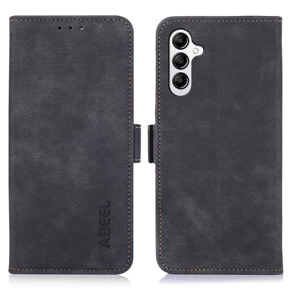 ABEEL For Samsung Galaxy A16 5G / A16 4G Case Retro Leather Phone Cover Wallet Stand View - Black