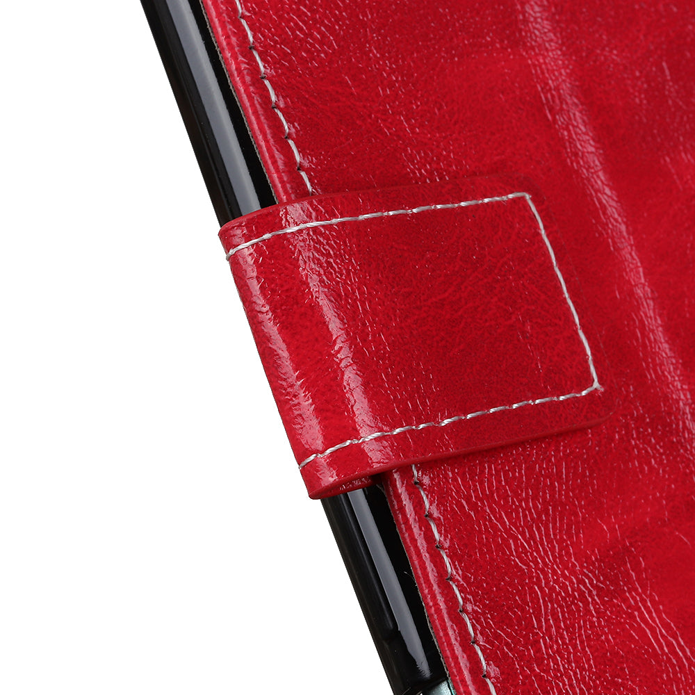 For Samsung Galaxy A06 Case Crazy Horse Texture Leather Phone Wallet Cover - Red