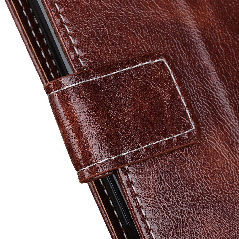 For Samsung Galaxy A06 Case Crazy Horse Texture Leather Phone Wallet Cover - Brown