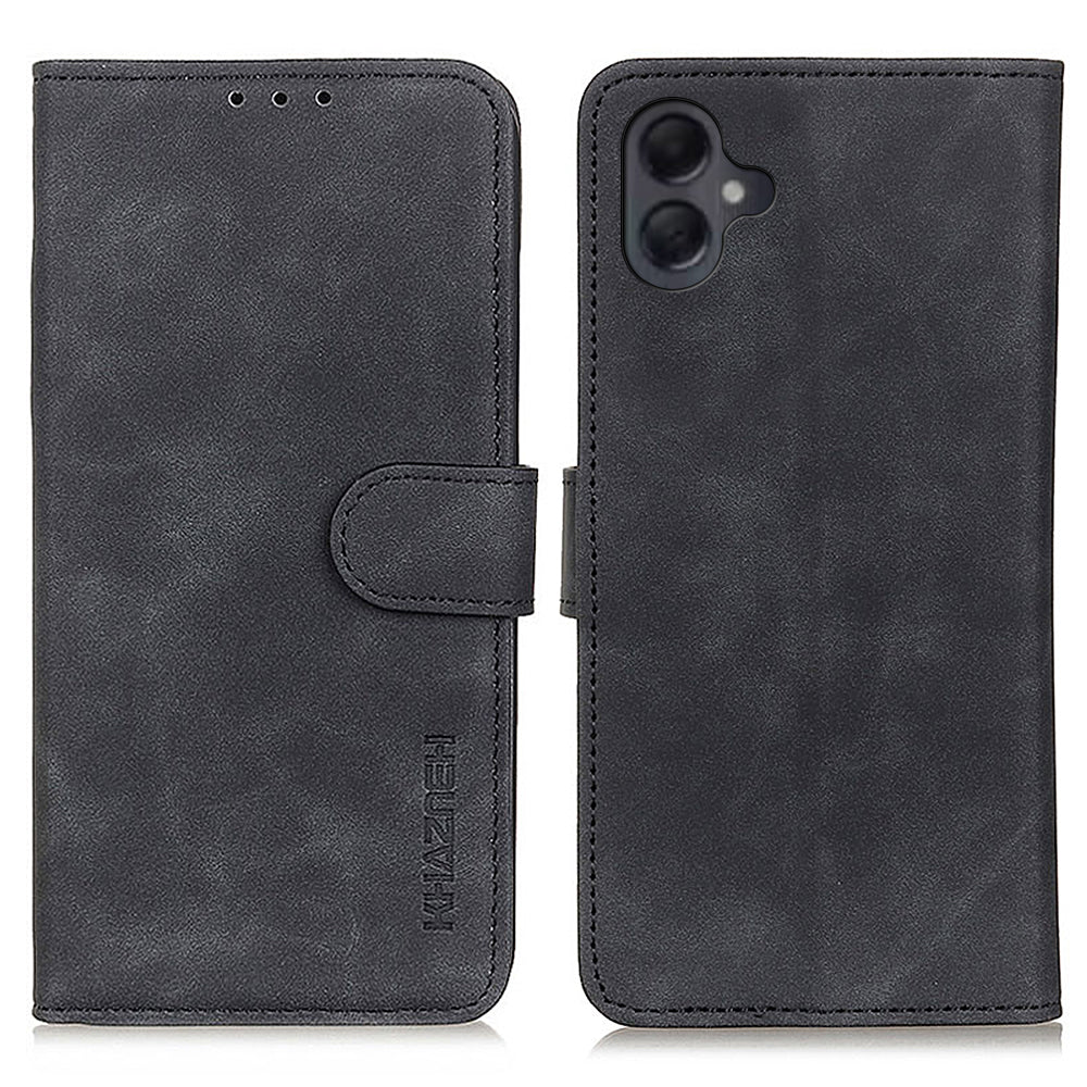 KHAZNEH For Samsung Galaxy A06 Case Retro PU Leather Wallet Stand Phone Cover - Black