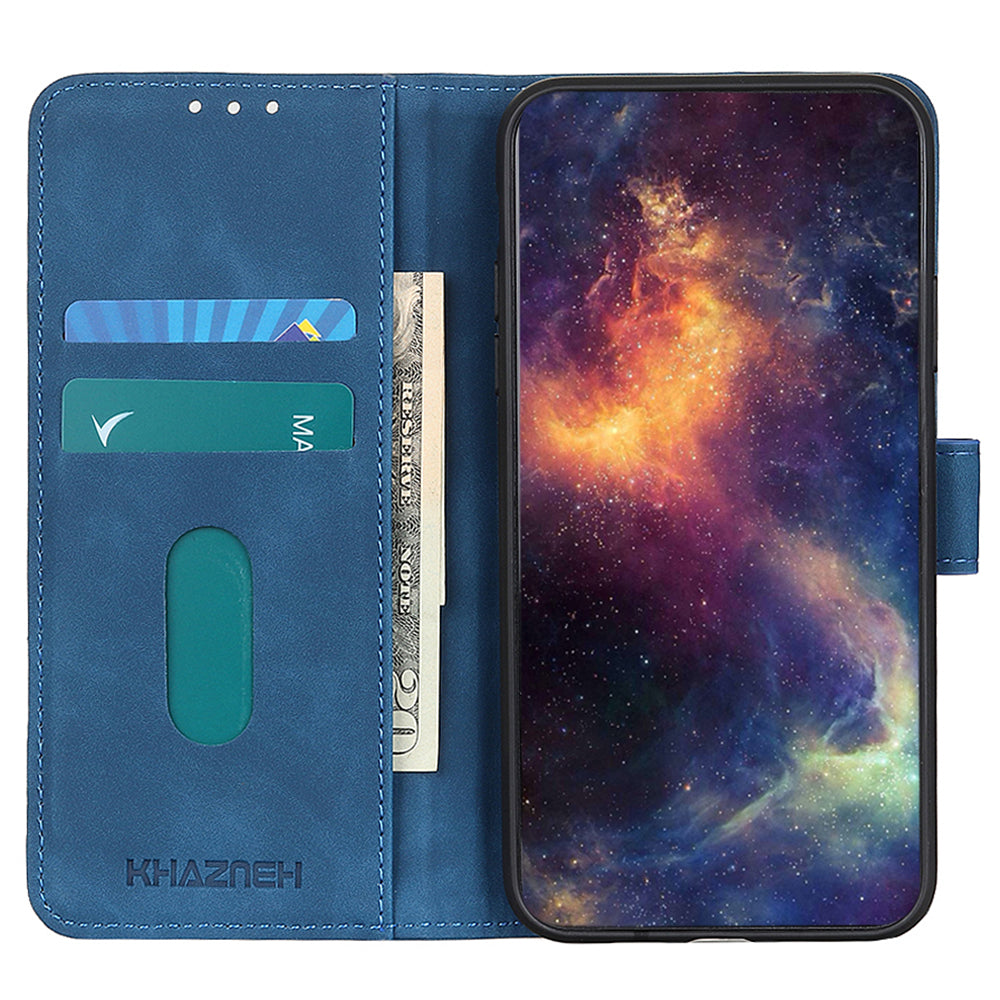 KHAZNEH For Samsung Galaxy A06 Case Retro PU Leather Wallet Stand Phone Cover - Blue