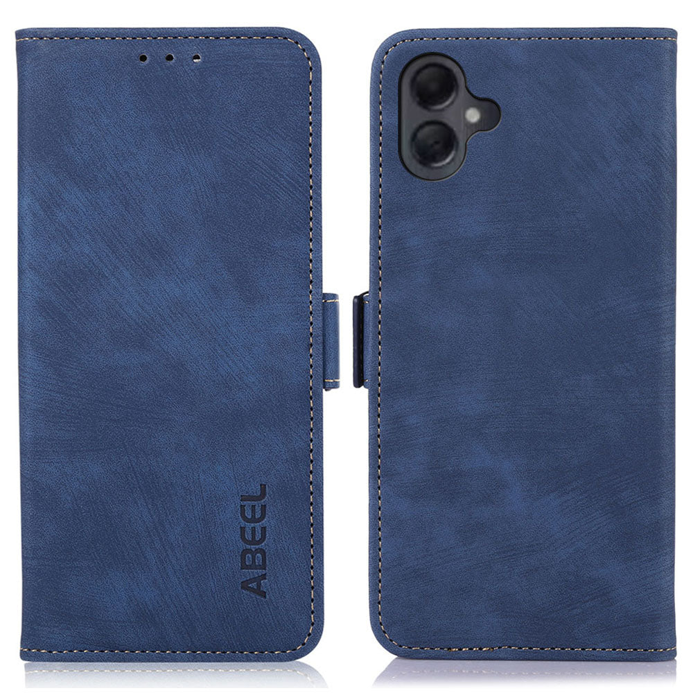 ABEEL For Samsung Galaxy A06 Case Retro Leather Phone Cover Wallet Stand View - Blue