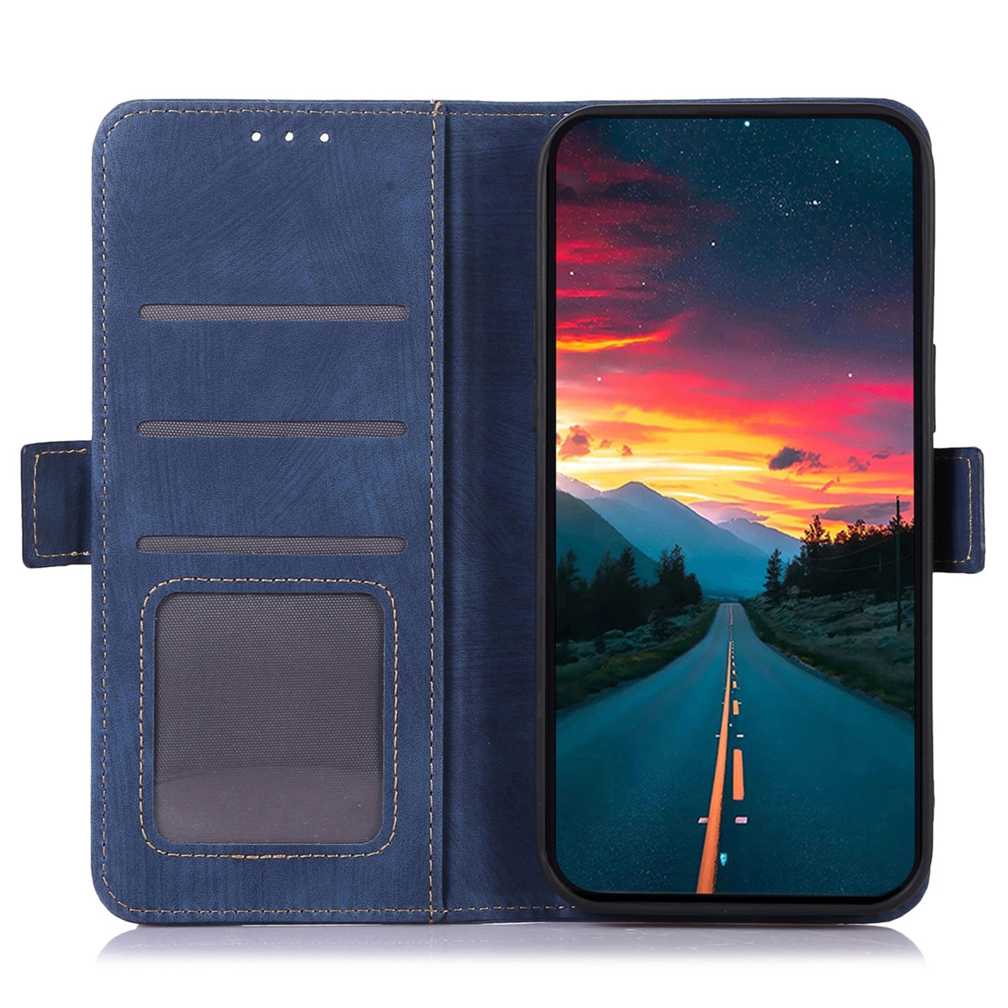 ABEEL For Samsung Galaxy A06 Case Retro Leather Phone Cover Wallet Stand View - Blue