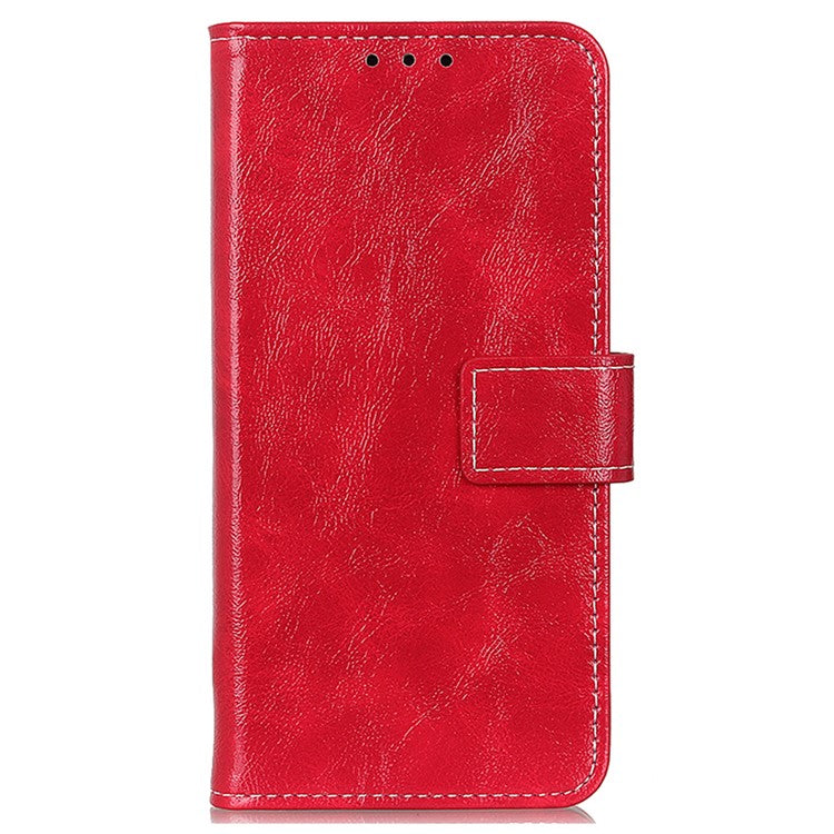 For OnePlus Nord 4 Case Crazy Horse Texture Leather Phone Wallet Cover - Red