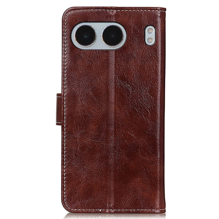 For OnePlus Nord 4 Case Crazy Horse Texture Leather Phone Wallet Cover - Brown