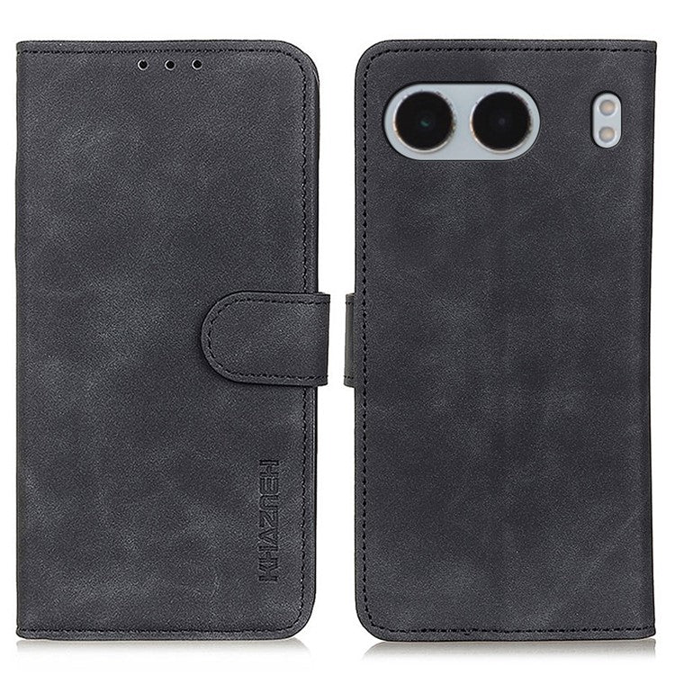 KHAZNEH For OnePlus Nord 4 Case Retro PU Leather Wallet Stand Phone Cover - Black