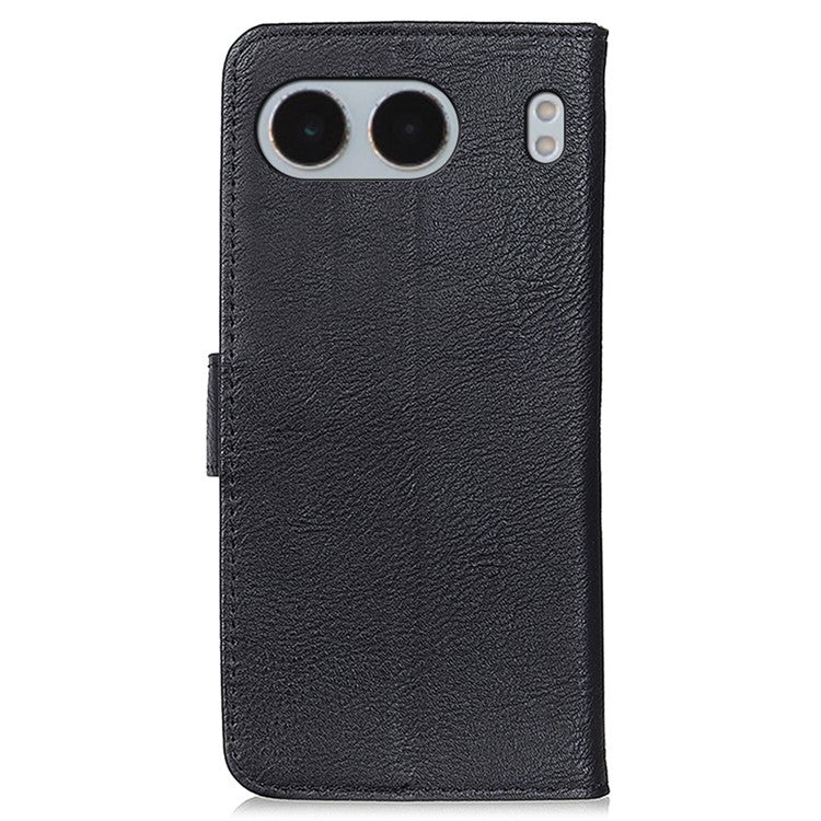 KHAZNEH For OnePlus Nord 4 Wallet Case Cowhide Texture Leather Flip Phone Cover - Black