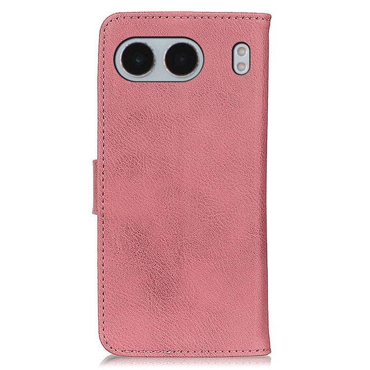 KHAZNEH For OnePlus Nord 4 Wallet Case Cowhide Texture Leather Flip Phone Cover - Pink