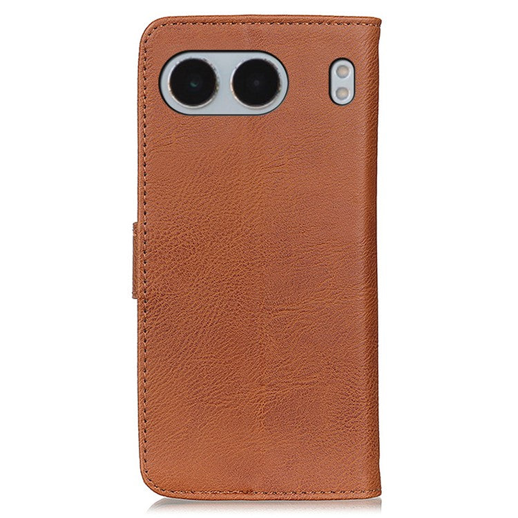 KHAZNEH For OnePlus Nord 4 Wallet Case Cowhide Texture Leather Flip Phone Cover - Brown