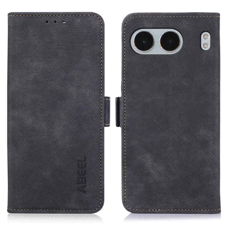 ABEEL For OnePlus Nord 4 Case Retro Leather Phone Cover Wallet Stand View - Black
