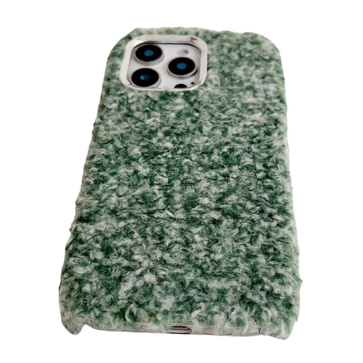 For iPhone 16 Pro Case Wool-like Plush Soft TPU Protective Phone Cover - Beige