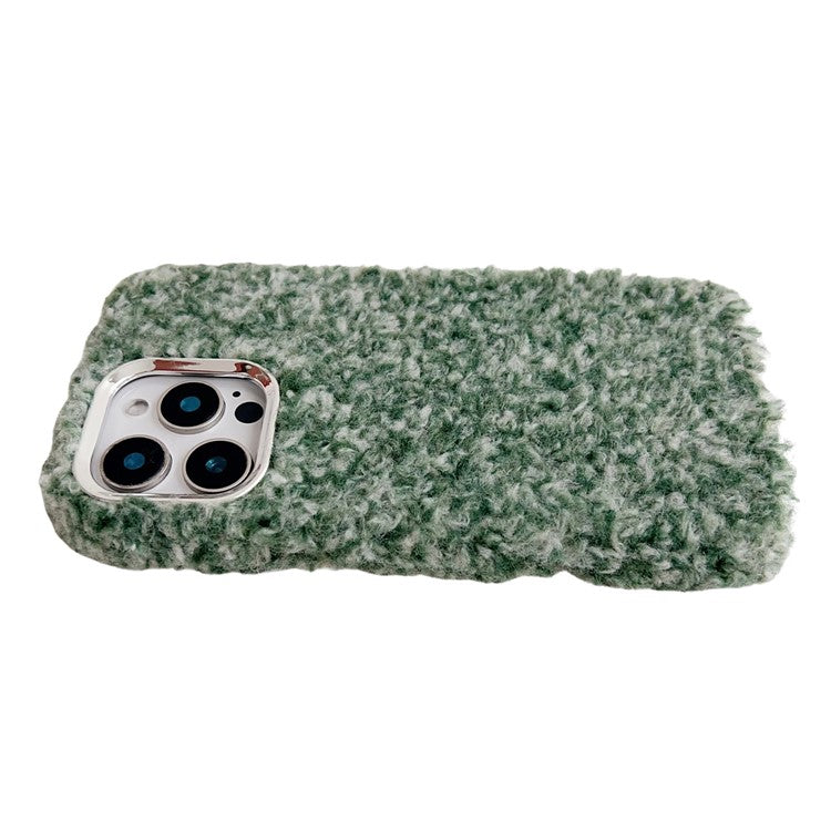 For iPhone 16 Pro Case Wool-like Plush Soft TPU Protective Phone Cover - Beige