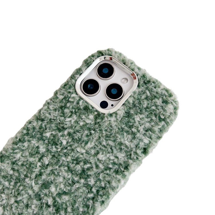 For iPhone 16 Pro Case Wool-like Plush Soft TPU Protective Phone Cover - Beige