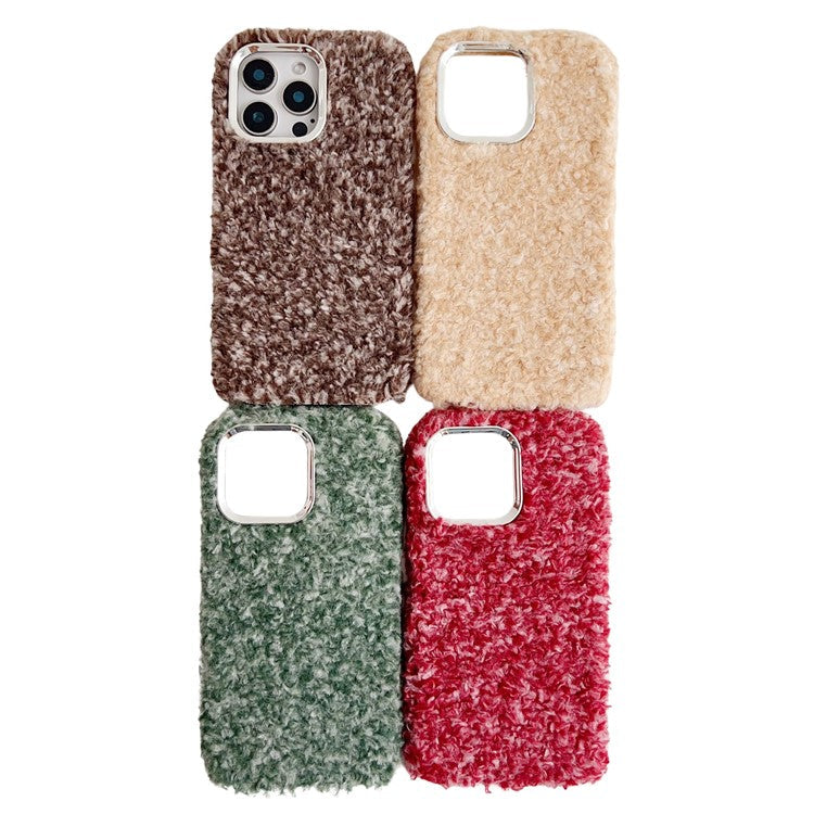 For iPhone 16 Pro Case Wool-like Plush Soft TPU Protective Phone Cover - Beige
