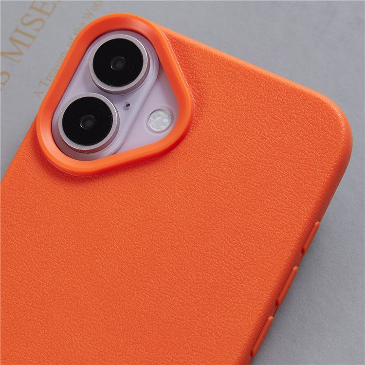 For iPhone 16 Plus Case Litchi Texture TPU Shockproof Phone Cover - Orange