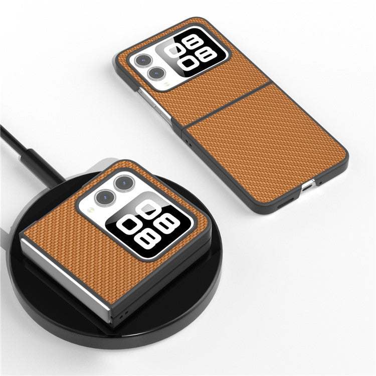 For Huawei nova Flip 5G Case Carbon Fiber Texture PU+PC Phone Cover - Light Brown