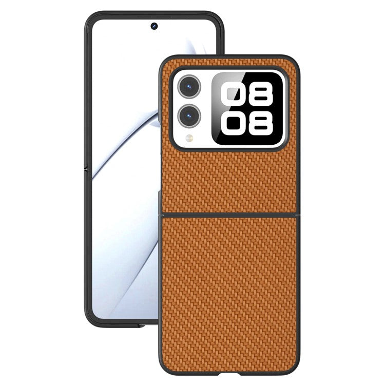 For Huawei nova Flip 5G Case Carbon Fiber Texture PU+PC Phone Cover - Light Brown