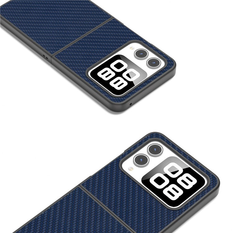 For Huawei nova Flip 5G Case Carbon Fiber Texture PU+PC Phone Cover - Blue