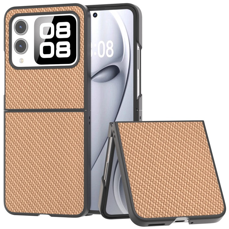 For Huawei nova Flip 5G Case Carbon Fiber Texture PU+PC Phone Cover - Light Yellow