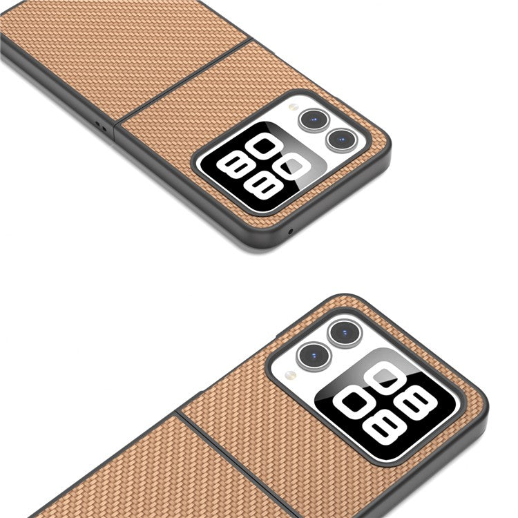 For Huawei nova Flip 5G Case Carbon Fiber Texture PU+PC Phone Cover - Light Yellow